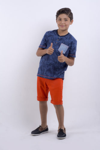 Playera Azul Estampada