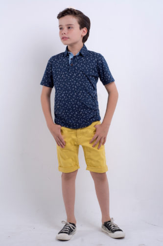 Playera Polo Azul Estampado
