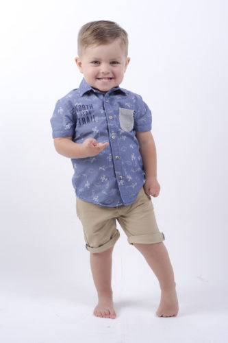 Camisa Azul Estampada