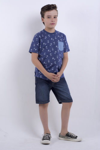 Playera Azul Estampada